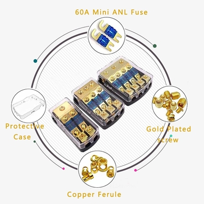 50A CSA 2 3 4-Wege Sicherungshalter Kupferverteilblock für Auto-Audio-Verstärker