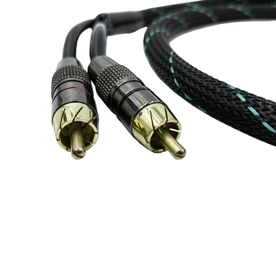 RCA-Kabel von Mann zu Mann 2 mit Nylon geflochtenem, erweiterbaren Ärmeln mit einem Außendurchmesser von 9,5 mm