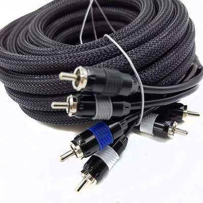 RCA-Kabel von Mann zu Mann 2 mit Nylon geflochtenem, erweiterbaren Ärmeln mit einem Außendurchmesser von 9,5 mm